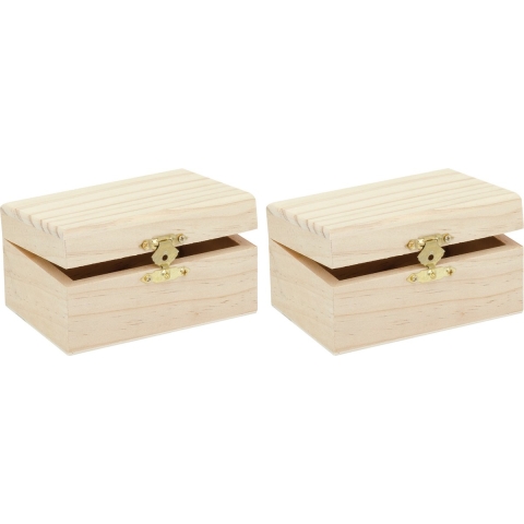 4x stuks klein houten kistje rechthoek 11.5 x 8 x 6 cm -