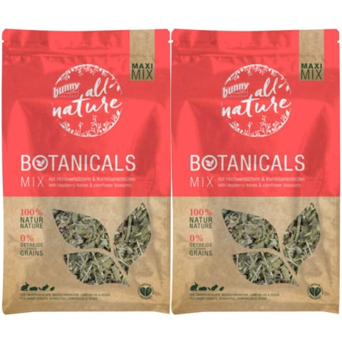 2x Bunny Nature Botanicals Konijnensnack Frambozenblad&Korenbloem 400 gr