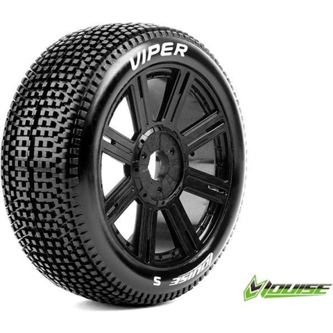Louise B-VIPER-JA Super Soft banden op zwarte spaakvelgen voor 1/8 buggy