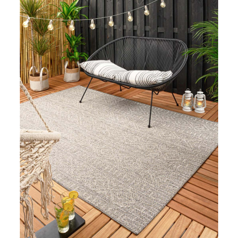 Boho&me Buitenkleed Aztec Dreams - lichtgrijs - 80x150 cm