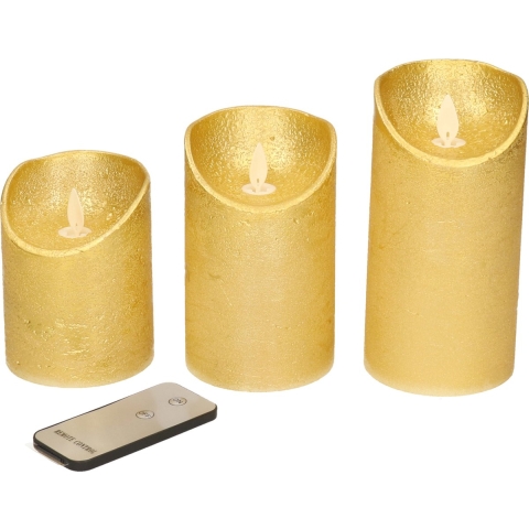 Anna's Collection Stompkaarsen - 3x - goud - LED kaarsen