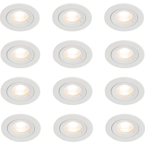 QAZQA Set van 12 inbouwspots wit rond GU10 50mm IP44 - Xena