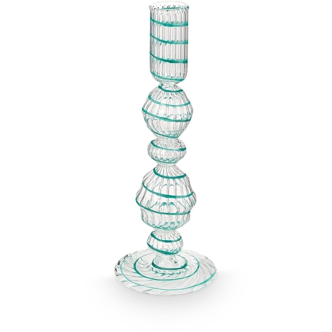 Pip Studio - Kandelaar - Licht Blauw - Glas Swirl - 22cm