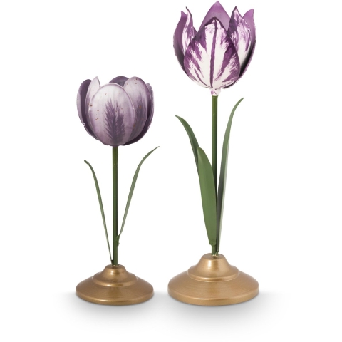 Pip Studio - Tulpen Kandelaar - Woonaccessoire - Lila - 21cm - 2 stuks
