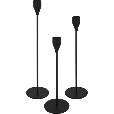 QUVIO Kaarsenstandaard set - 3 delig - Metaal - Zwart