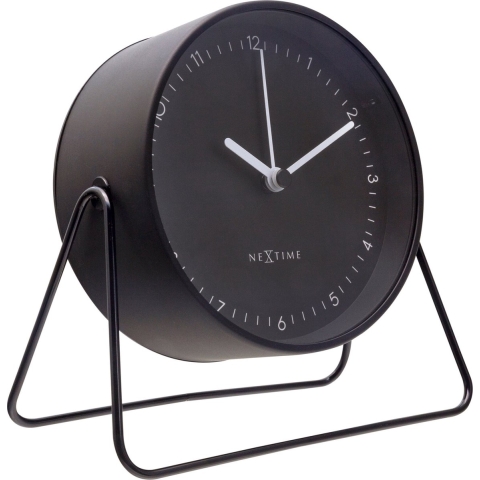Tafel Wekker 14x13x7cm-Stil-Zwart-Metaal-NeXtime "Berlin Table"