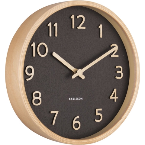 Karlsson - Wall clock Pure wood grain small black