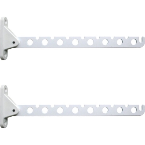 2x stuks Uitklapbare witte metalen kledinghaak van 30 cm -