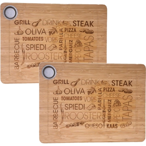 2x Stuks tapas serveerplank rechthoek 38 x 28 cm van bamboe hout -