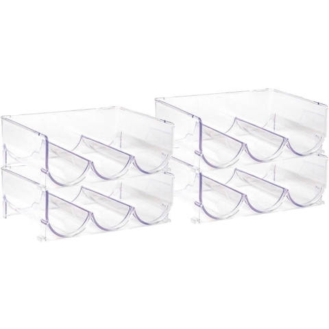 Flessenrek - 4x - 3 flessen -  koelkast organizer - stapelbaar - kunststof - wijnrek - 20 x 29 x 11 -