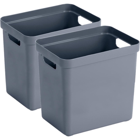Sunware Opbergbox Sigma - 2x - kunststof - donkerblauw - 25 liter - Opbergbakken/opbergers -