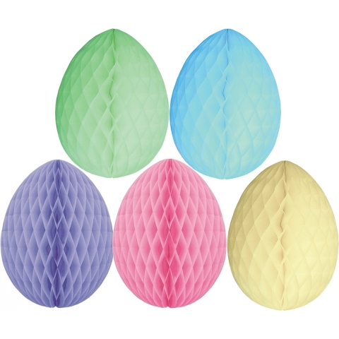 5x stuks hangende paaseieren versiering van papier 30 cm -