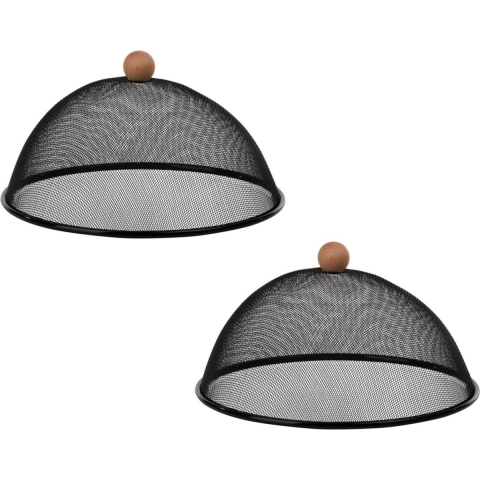 3x Zwarte vliegenkappen voor voedsel 30 cm -