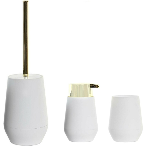 Toiletborstel met houder 35cm en zeeppompje/beker 280 ml polystone wit -