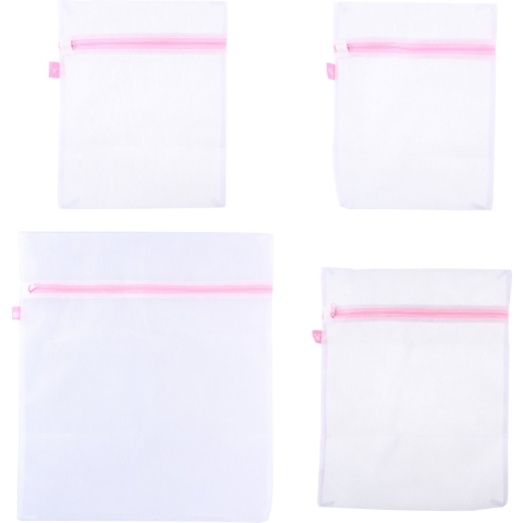 Set van 8x stuks waszakjes - wit/roze - 3 formaten -