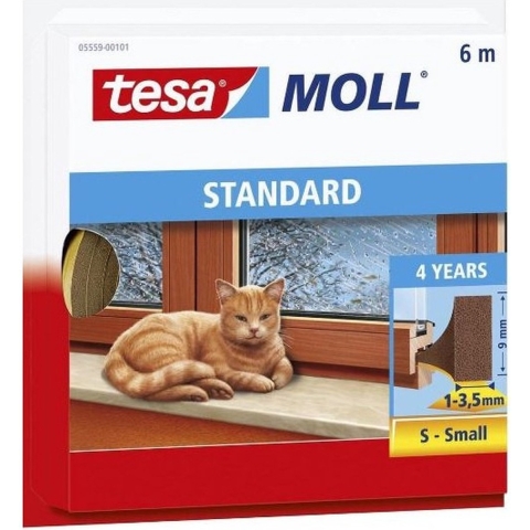 4x Tesa zelfklevende tochtstrip small bruin 6 mtr -