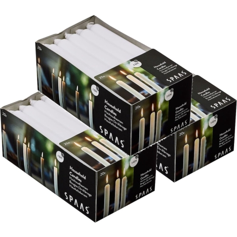 60x Witte huishoudkaarsen 18 cm 6 branduren -