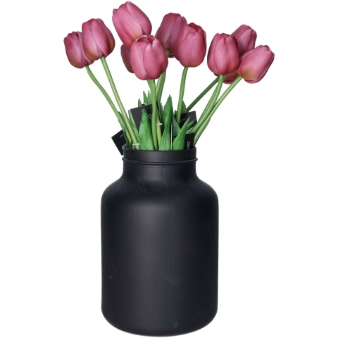Kunstbloemen boeket Tulp Tulipa - 10x - 44 cm - paars - Real Touch - kunst zijdebloemen -