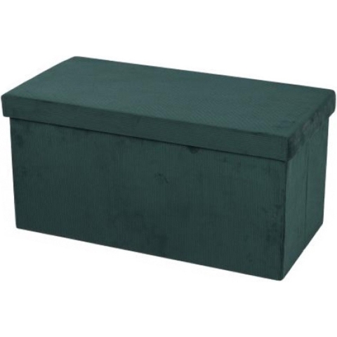Hocker bank - poef XXL - opbergbox - smaragd groen - polyester/mdf - 76 x 38 x 38 cm - opvouwbaar -