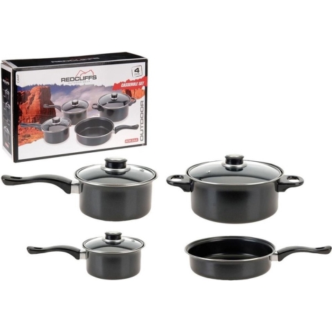 Camping/outdoor anti-aanbak pannenset 7 delig -