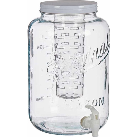 Glazen drankdispenser/limonadetap met witte kleur dop/tap 8 liter -