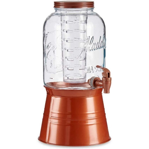 Drankdispenser/limonadetap op voet - koper - glas - 3,8 liter -