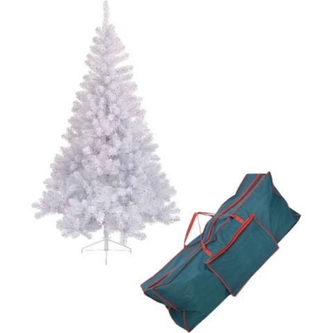 Kunst kerstboom wit Imperial pine 340 tips 150 cm inclusief opbergzak -