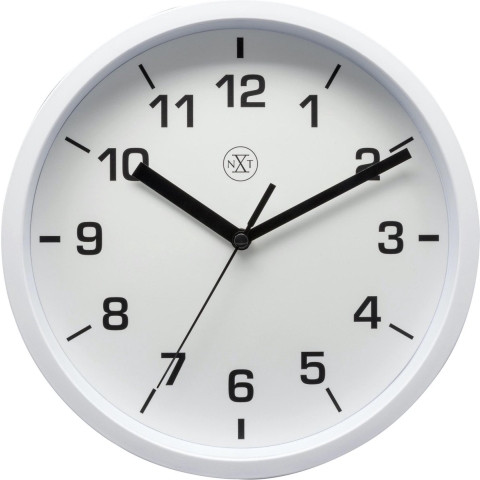 NeXtime NX-7321WI Wandklok NXT Diameter 20cm Kunststof Wit, Witte Wijzerplaat