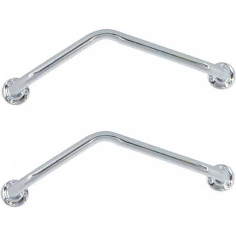 Badkamer/douche wand hoekbeugel handgreep - 2x - rvs metaal - zilver - 54 cm -