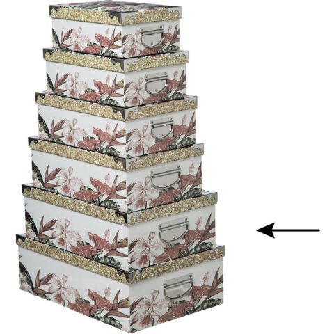 5Five Opbergdoos/box - 4x - wit - L44 x B31 x H15 cm - Stevig karton - Junglebox -