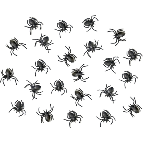 Horror/Halloween griezel spinnetjes - 100x - kunststof - zwart - 3 cm -