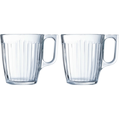 Luminarc Theeglazen Leeds - 12x - transparant bewerkt glas - 8 x 9 cm - 250 ml -