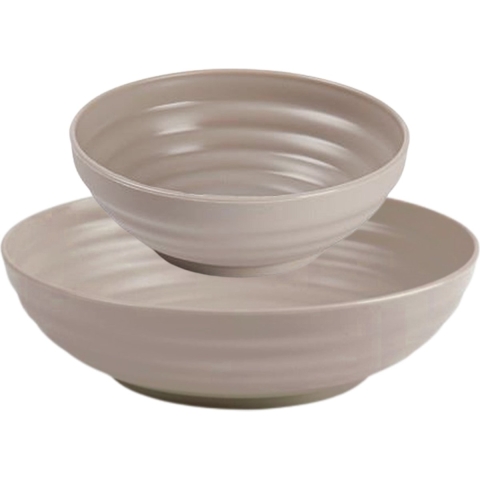 Kommetjes/schaaltjes - 16x stuks - Dessert/ontbijt - Kunststof - Taupe -
