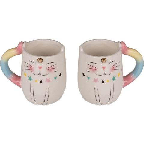 Set van 4x stuks bekers/mokken eenhoorn kat/poes 13 cm -