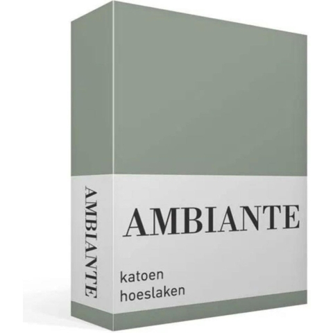 Ambiante Cotton Uni Hoeslaken 160 x 200 cm - Groen