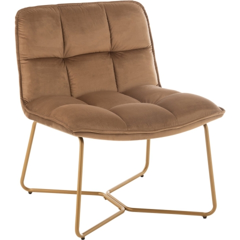J-Line loungestoel Lisa - metaal|textiel - bruin - 2 stuks