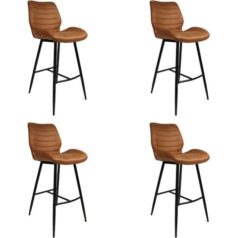 Bronx71 Industriële barkruk Morris cognac 71 cm - Barkrukken set van 4