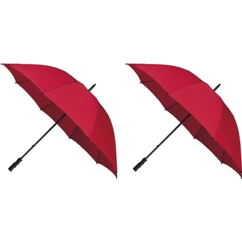 2x Golf stormparaplus rood windproof 130 cm -