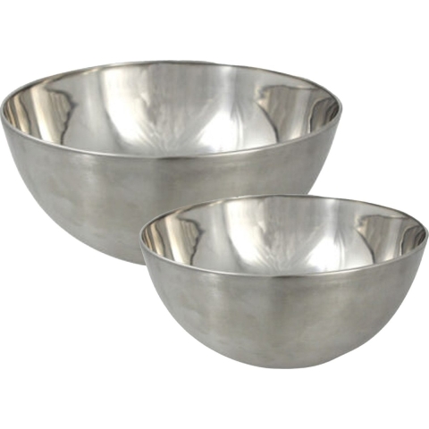 Voedsel serveer schalen set - 4x stuks - metallic zilver - RVS - Dia 19/23 cm -