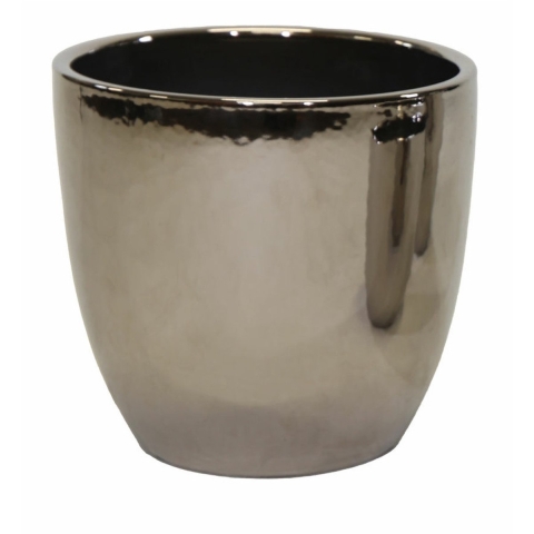 Mega Collections Bloempot Emperor - rond - zilver - D30 x H31 cm cm - glans -