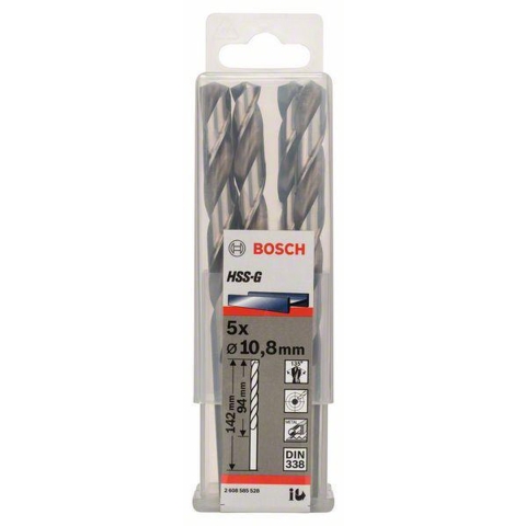 Bosch Accessoires Metaalboren HSS-G, Standard 10,8 x 94 x 142 mm 5st - 2608585528