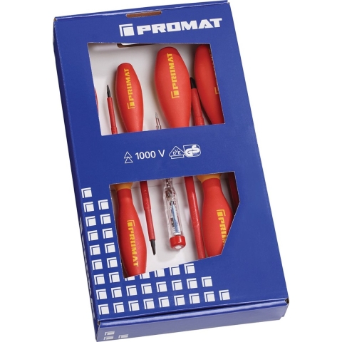 Promat Schroevendraaierset | 7-delig | sleuf / PH | VDE - 4000828049 - 4000828049