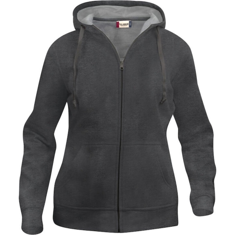 Clique 021035 Basic Hoody Full zip ladies - Antraciet Melange - S
