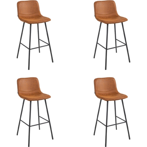 Bronx71 Industriële barkruk Mikky cognac leer 68 - 79 cm - Barkrukken