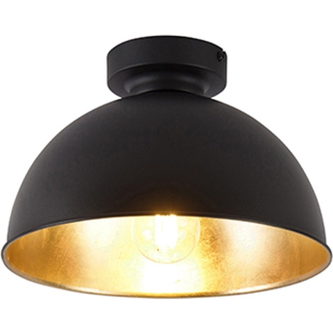 QAZQA Industriële plafondlamp zwart met goud 28 cm - Magnax