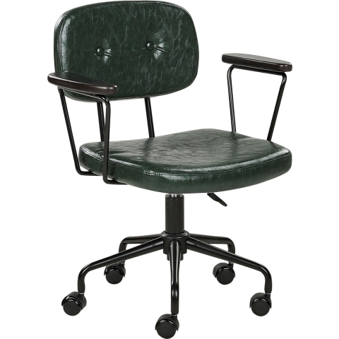 Beliani - ALGERITA - Bureaustoel - Donkergroen - Kunstleer