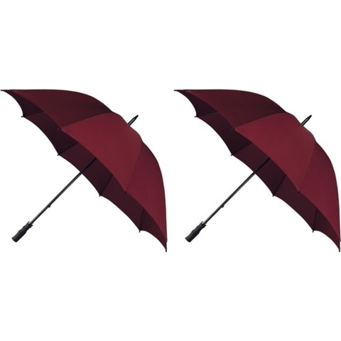 2x Golf stormparaplus bordeaux rood windproof 130 cm -