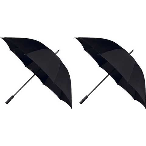 2x Golf stormparaplus zwart windproof 130 cm -