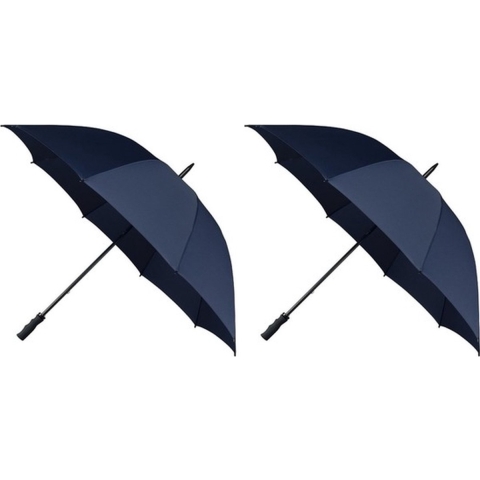 2x Golf stormparaplus donkerblauw windproof 130 cm -
