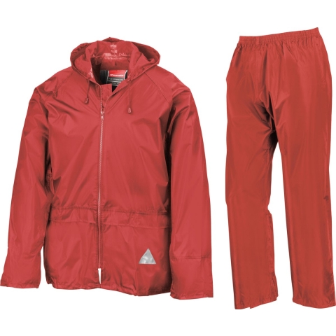 Result regenpak - set van regenjas en regenbroek - rood - waterdicht M -
